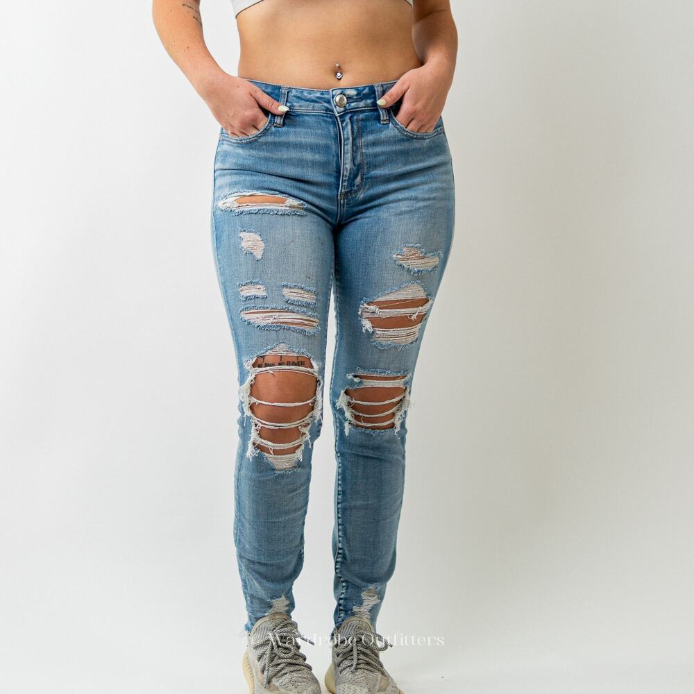 AEO Ripped & Thrashed Jegging Jeans Super Stretch X - Picture 2 of 10